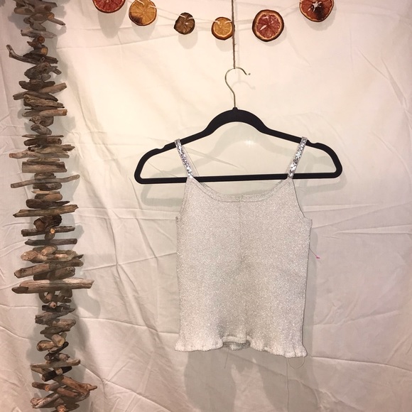 Silver tank top with chain straps - Picture 1 of 2